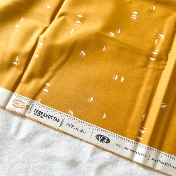 1.2 yd - Terrakotta - Stenciled Sun - Mustard - Fabric - Picture 2 of 3